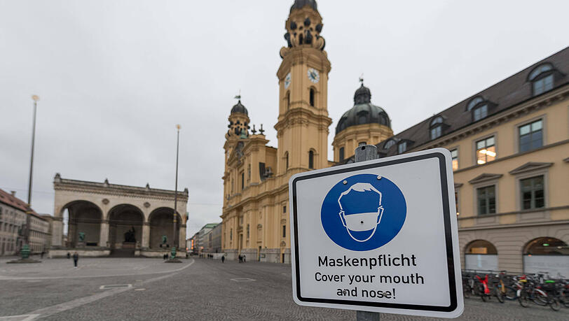 Der fast menschenleere Odeonsplatz am 3. Januar 2021.