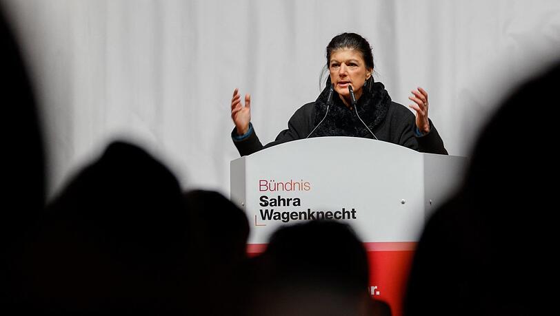 Sahra Wagenknecht am Montag bei ihrem Wahlkampf-Auftakt auf dem Marienplatz.